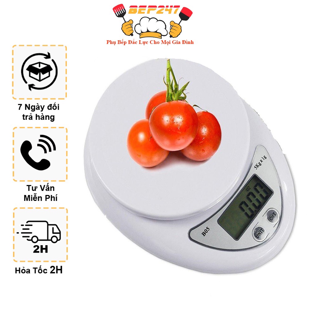 Cân Điện Tử Mini, Cân Thực Phẩm Nhà Bếp Electronic Kitchen Scale 5Kg Cao Cấp