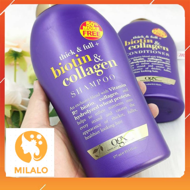 Dầu gội xả chống rụng tóc kich thích mọc tóc mùi thơm cao cấp Collagen 577ml- MILALO