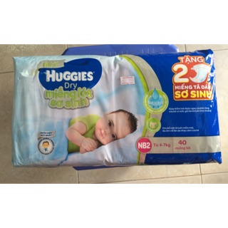 Miếng lót Huggies sơ sinh NB2-40 miếng(4-7kg) tặng 2 tã dán sơ sinh