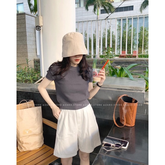 Áo len croptop tay kiểu