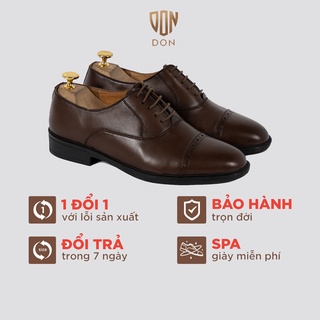 Giày Tây Nam Oxford Ufficio DON ITALO, Giày Nam Công Sở Da Bò Cao Cấp, Da Thật Màu Nâu