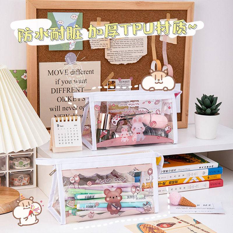 ⭐ iLado ⭐  Túi đựng bút trong suốt cute túi nilong/PVC theme chủ đề nhân vật túi zip nhỏ hộp vải đựng đồ Hộp đựng hộp bút hologram bút cute bọc zip tiểu an văn phòng phẩm Đa Dụng túi đựng đồ dùng cá nhân hình