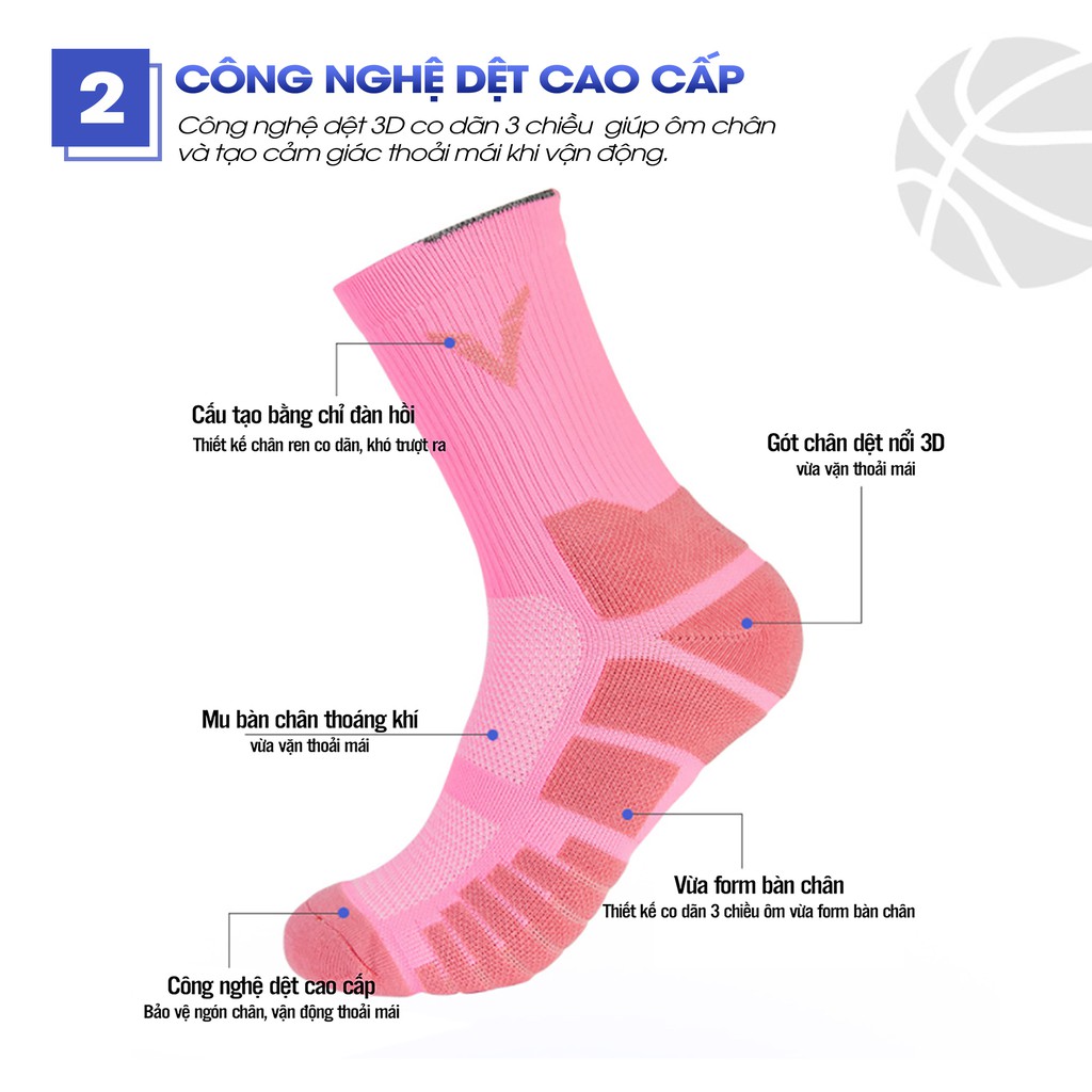Tất Nam Nữ Cổ Cao Veidoorn Chất Đẹp Có Đệm Chuyên Dụng, Thoáng Khí VT007 - AMBERVIETNAM