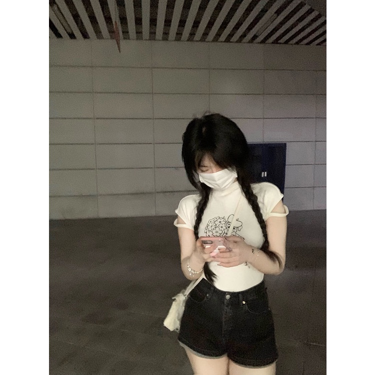 Áo Thun Tay Ngắn In Hình Chú Chó Họa Tiết Kẻ Sọc Thời Trang Mùa Hè 2022 Mới Cho Nữ