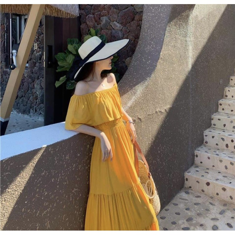 (Sẵn)Váy Maxi Trễ Vai Đi Biển 3 Tầng | BigBuy360 - bigbuy360.vn