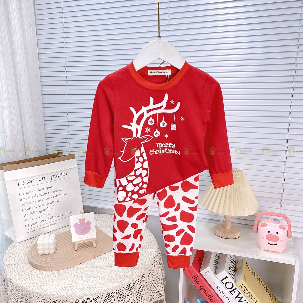[SALE] Bộ Giáng Sinh Cho Bé Trai, Bé Gái KIMCHIBABY Vải Cotton 100%, Đồ Bộ Cho Bé Noel 2021 KWTD2114