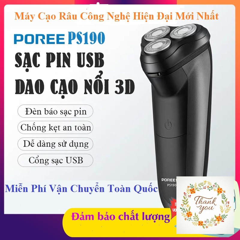 Siêu Phẩm Máy Cạo Râu Thông Minh Thế Hệ Mới Poree PS190 Công Nghệ 3 Đầu Cạo Tự Mài [ Video Giới Thiệu Sản Phẩm ]