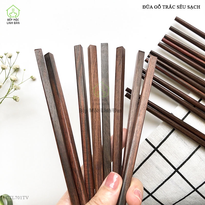 Đũa Gỗ Trắc Việt Nam Để Mộc Siêu Sạch HAHANCO  Đũa Vuông Trơn