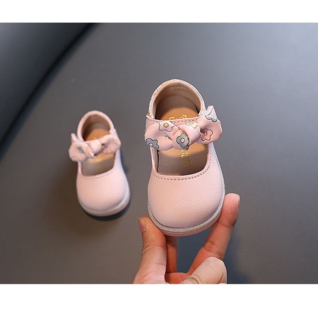 Giày búp bê thỏ nơ xanh đen trắng hoa siêu xinh cho bé gái sz 16-20