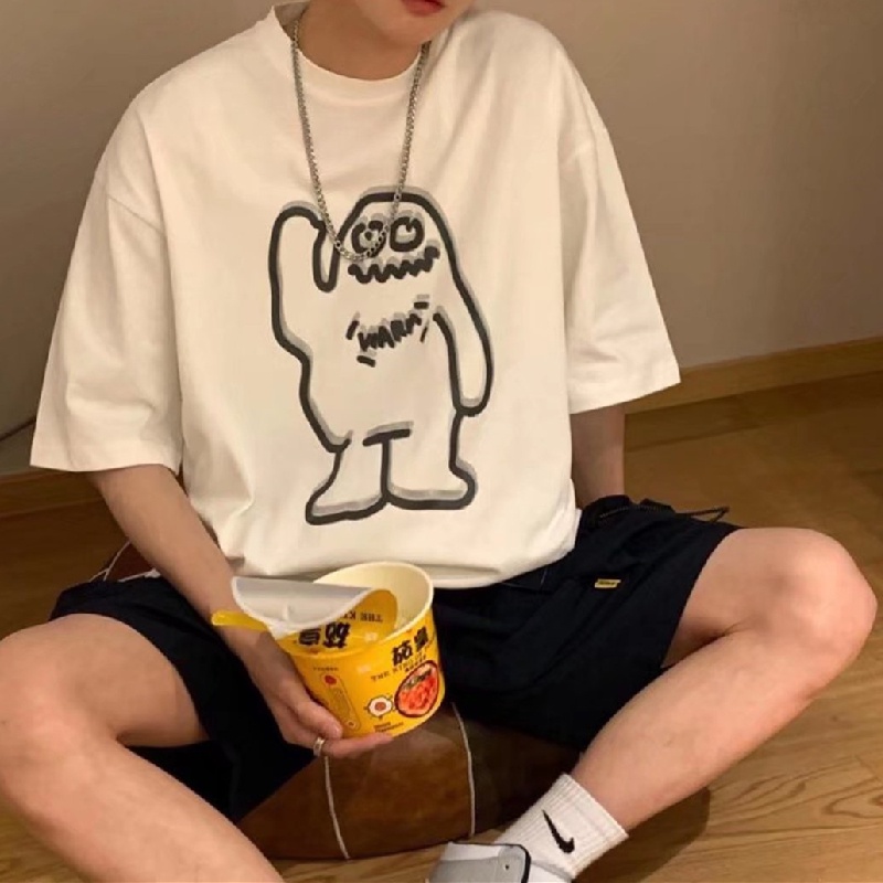 Áo Thun Nam Tay Lửng In Hình Phong Cách Hip Hop Hàn Quốc Cỡ Lớn M-5XL