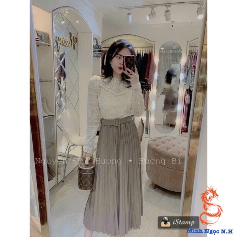 Chân Váy Hot xếp ly dài-kèm Đai.(hàng QC)