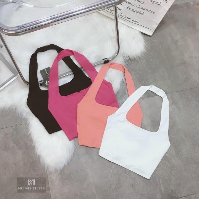 Áo kiểu crop yếm sexy thun porip hình thật | BigBuy360 - bigbuy360.vn