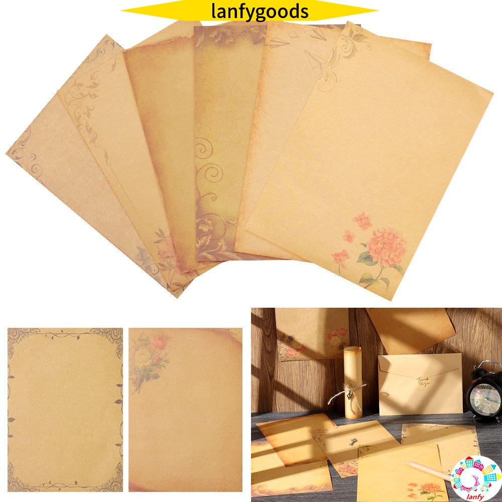 Lanfy Bộ Bìa Thư Phong Cách Vintage Bằng Giấy Kraft In Chữ Viết Tay Dùng Làm Thiệp Valentine/Sinh Nhật
