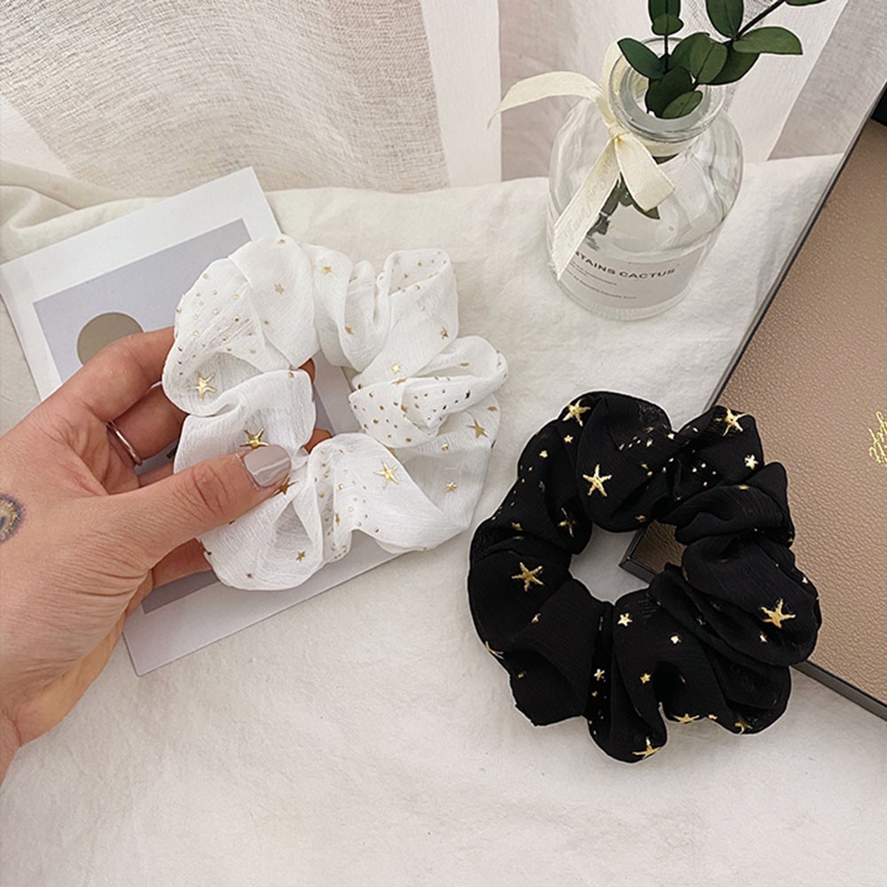 Dây Buộc Tóc Chiffon Co Giãn Họa Tiết Ngôi Sao Phong Cách Hàn Quốc Ngọt Ngào Cho Nữ