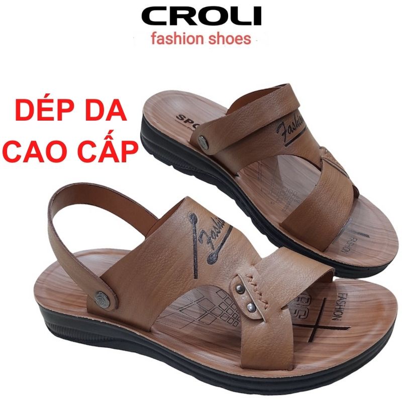 Dép Da Nam.Dép Nam Da Bò ,Đế Cao Su dầy 4cm.CROLI 026