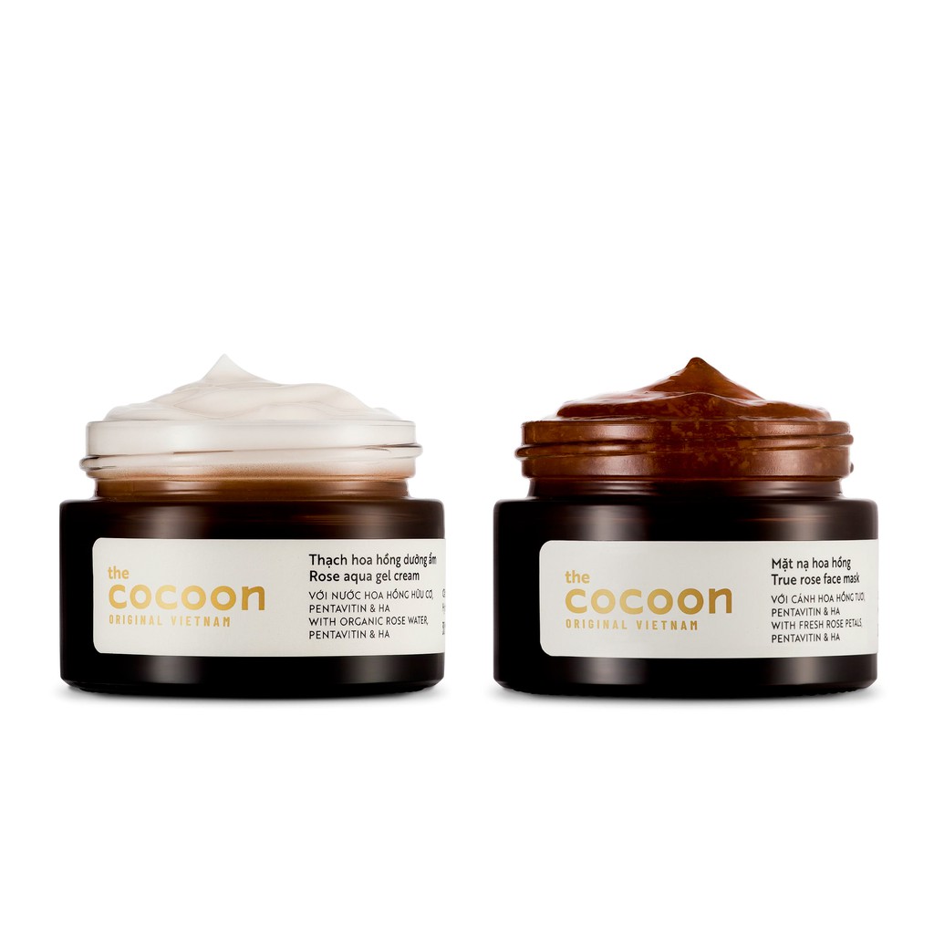 Combo mặt nạ hoa hồng cocoon 30ml + thạch hoa hồng dưỡng ẩm cocoon 30ml