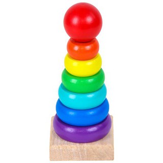 Tháp cầu vồng gỗ 7 màu-giáo cụ Montessori