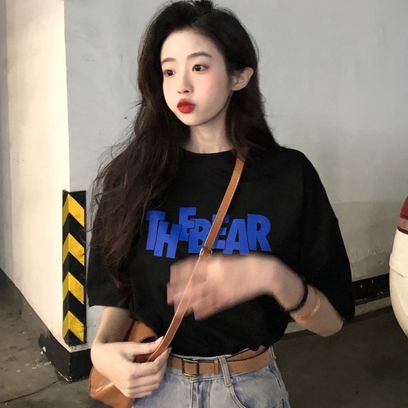 Áo thun ZHELIHANGFEI tay ngắn in chữ thiết kế dáng rộng thoải mái tùy chọn màu sắc