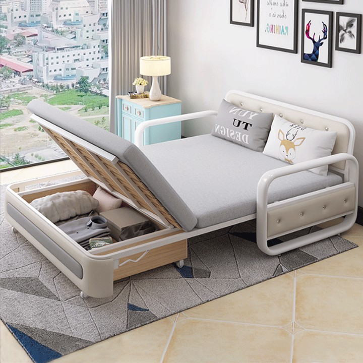 Sofa giường thông minh tích hợp nhiều chức năng giúp tiết kiệm không gian, có ngăn chứa đồ, kích thước 1m2*193cm