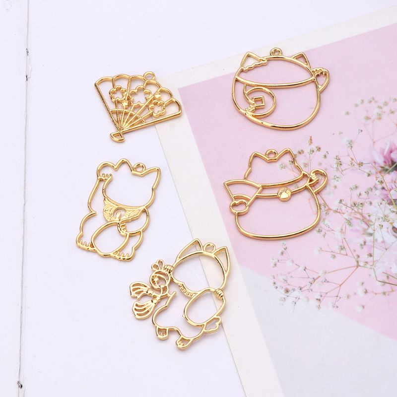 San * Khuôn Epoxy Viền Rỗng Làm Mặt Dây Chuyền Hình Mèo May Mắn Cho Lễ Phục Sinh