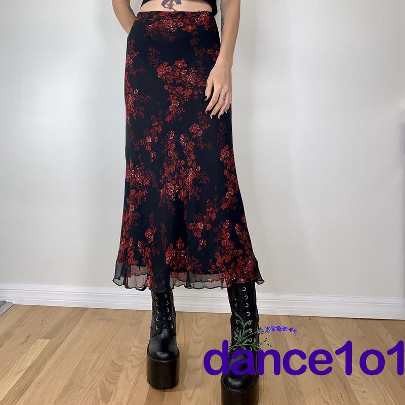 Chân váy dài in hoa phong cách thanh lịch cổ điển thời trang mùa hè cho nữ