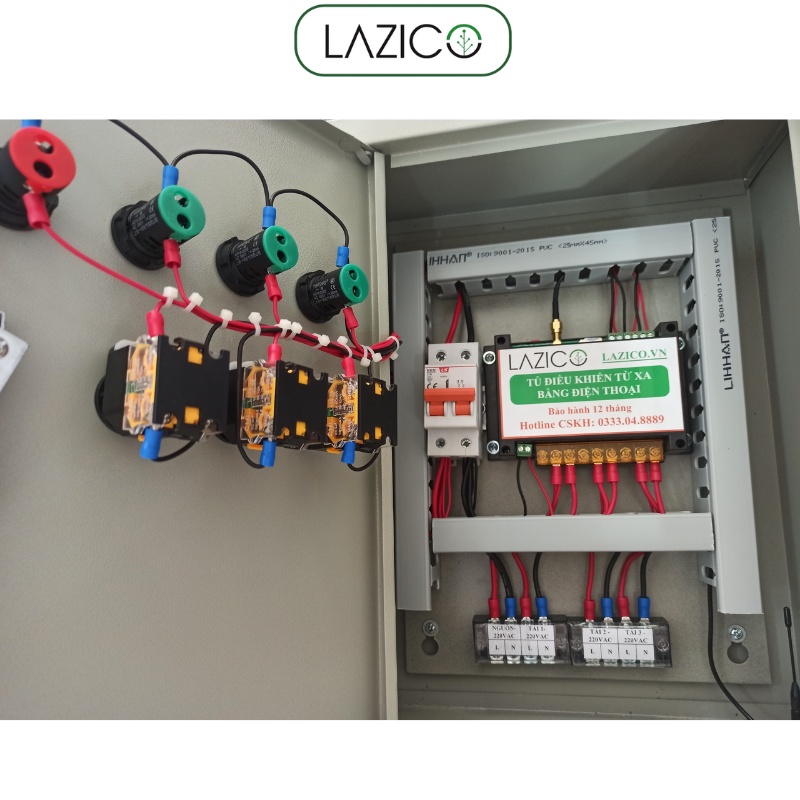 Tủ điều khiển từ xa 220V bằng điện thoại 3 kênh dùng app, 1500w/1 kênh LAZICO LZ3B+