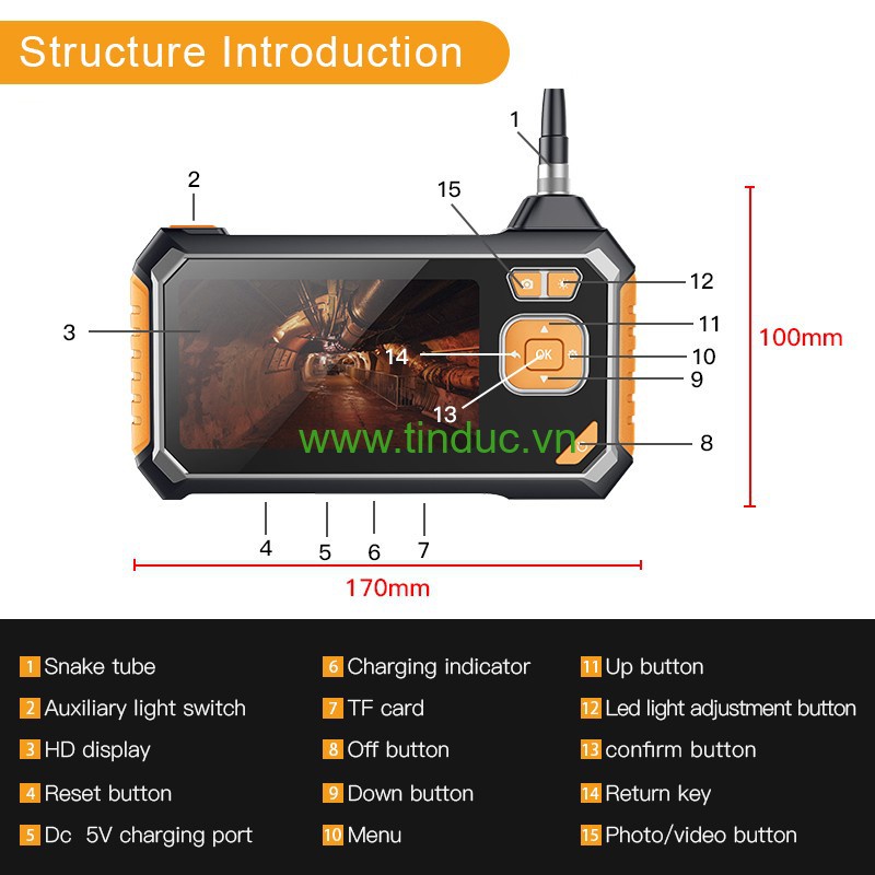Thiết bị camera soi khe hẹp Terino HD113 (Dây 3 mét, màn hình 4.3inch HD)