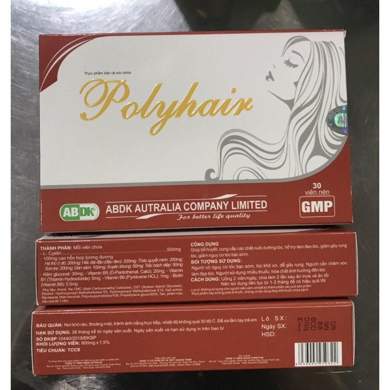Dưỡng tóc POLYHAIR - Hộp 30 Viên - Dưỡng tóc suôn mượt, kích thích mọc tóc, ngăn ngừa rụng tóc, xơ tóc