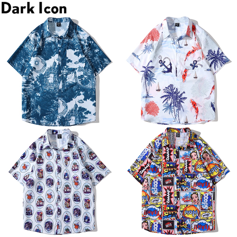 Áo Sơ Mi Mỏng In Họa Tiết Toàn Diện Phong Cách Vintage Thời Trang Mùa Hè Cho Nam