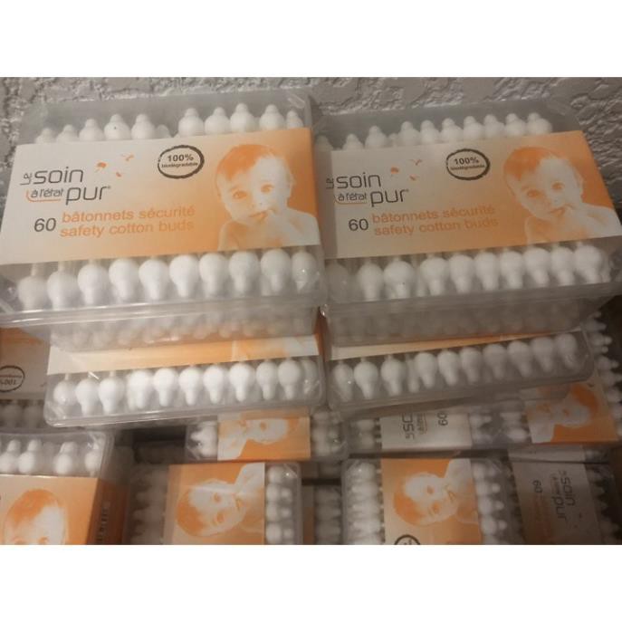 Bông tăm y tế vệ sinh tai cho bé le soin là letat pur bâtonnets sécurite 60 que