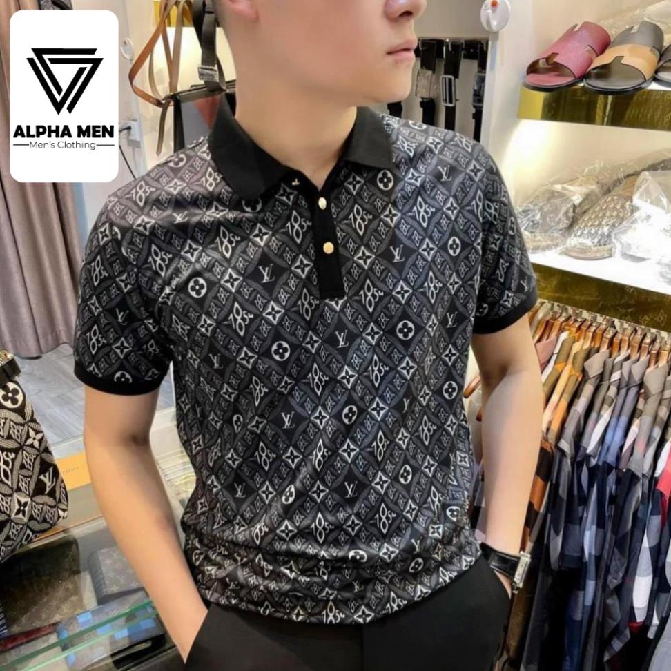 ⭐️HÀNG CAO CẤP⭐️Áo POLO Nam Cổ Bẻ In Họa Tiết L V Chất - Áo Thun Nam Cao Cấp Co Giãn Thoáng Mát M6312