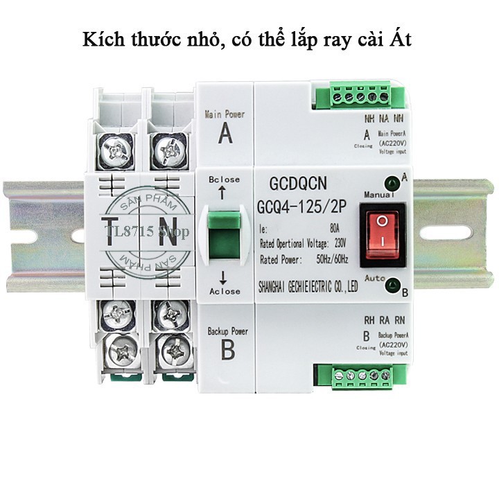 Bộ chuyền nguồn ATS 2P 80A chuyển đổi hai nguồn điện theo tháng - Esmarthome