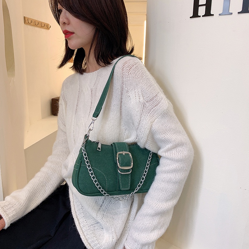 Túi xách đeo vai màu trơn phối khóa phong cách thời trang IELGY