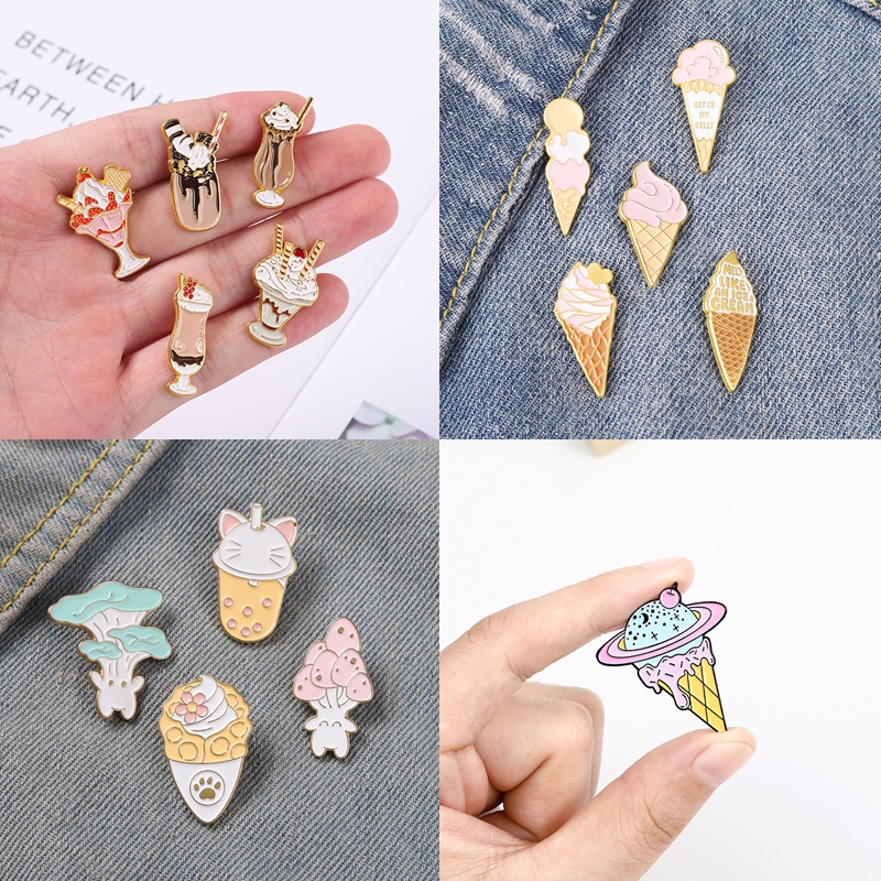 Ghim Cài Áo Trang Trí Hình Bánh Kem Tráng Men 27 Kiểu Mùa Hè Cho Bạn Bè