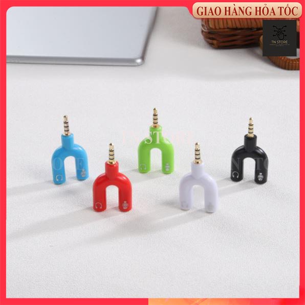 Đầu Nối Chuyển Đổi Âm Thanh và Mic sang 1 cổng 3.5 mm - Đầu chuyển chữ Y Kết nối tai nghe với Laptop