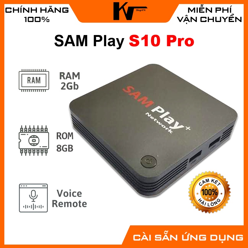 Android TV Box Samplay S10Pro, Ram 2GB, Truyền hình miễn phí, Tìm kiếm giọng nói