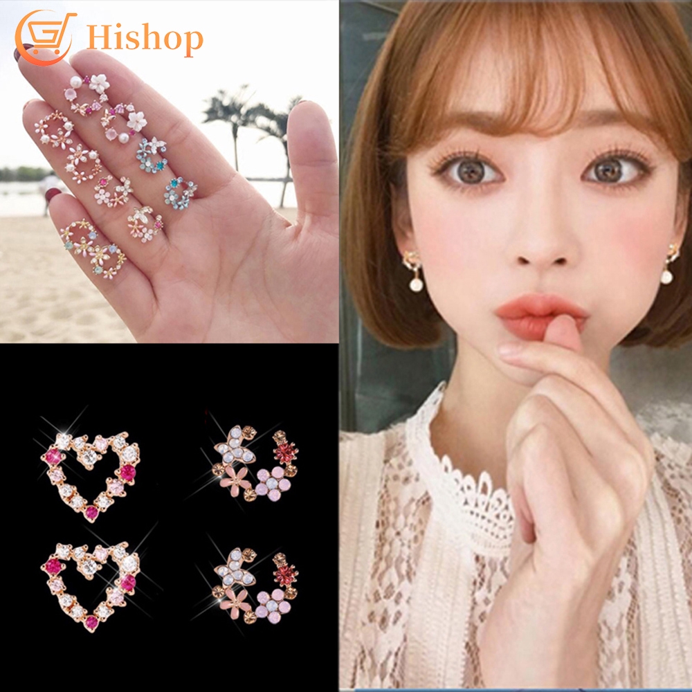 Khuyên Tai Hishop Đính Đá Pha Lê Nhiều Màu Sắc