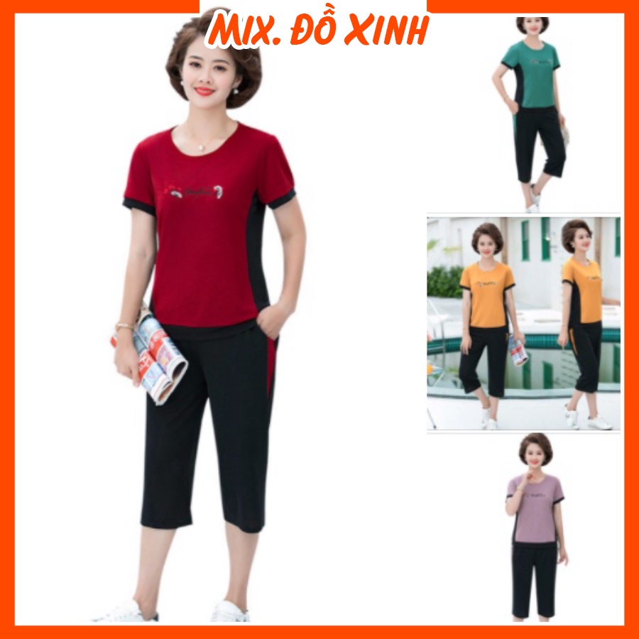 Đồ bộ mặc nhà nữ Thu Hà bộ đồ trung niên cho mẹ chất liệu Cotton mềm mát, thấm mồ hôi cực tốt ĐBH.26