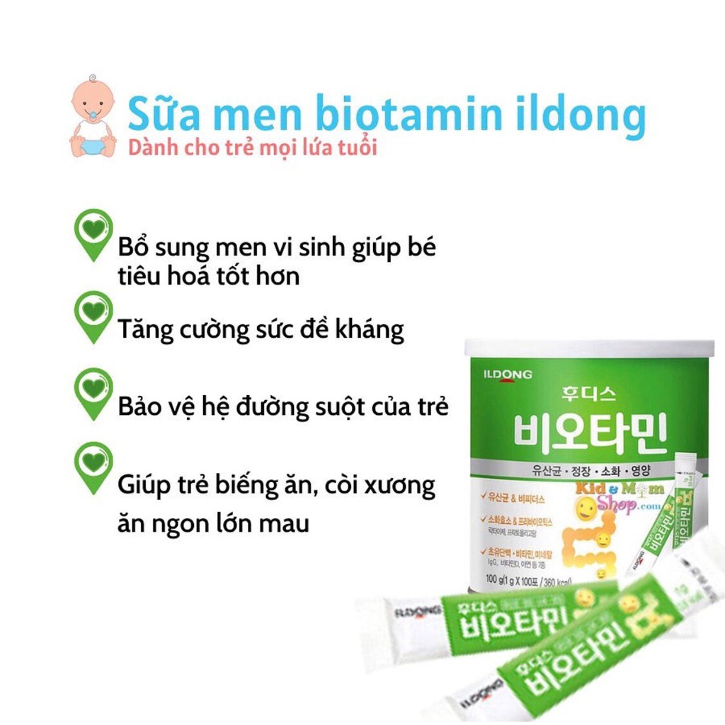 Sữa non Ildong Hàn Quốc số 1,2 và men Ildong hộp 100 gói