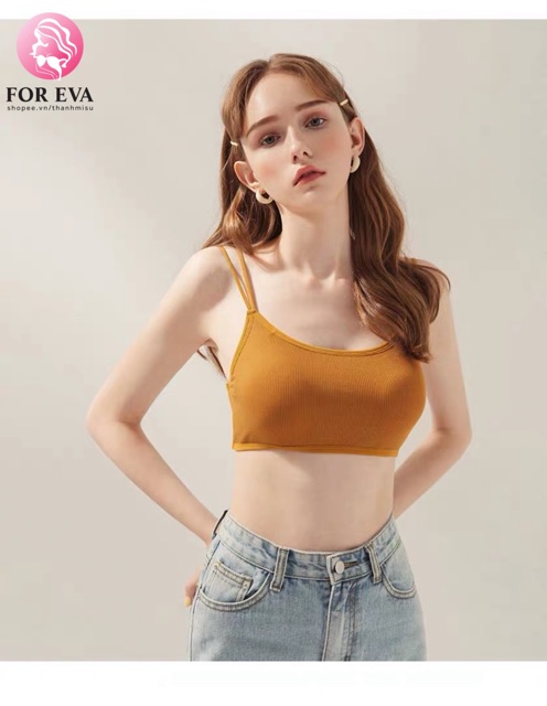 Áo bra cotton đệm liền áo dây đắp chéo quyến rũ cho nữ | BigBuy360 - bigbuy360.vn
