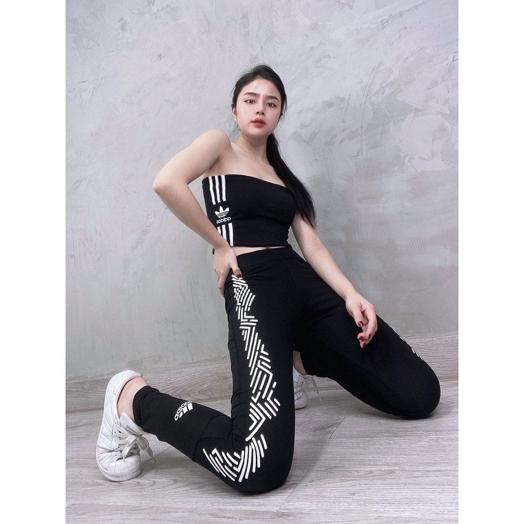 (HÀNG XUẤT XỊN) Quần Legging das đen họa tiết dọc 1775 ALPHASKIN LONG LEGGINGS Made in Cambodia full tag code
