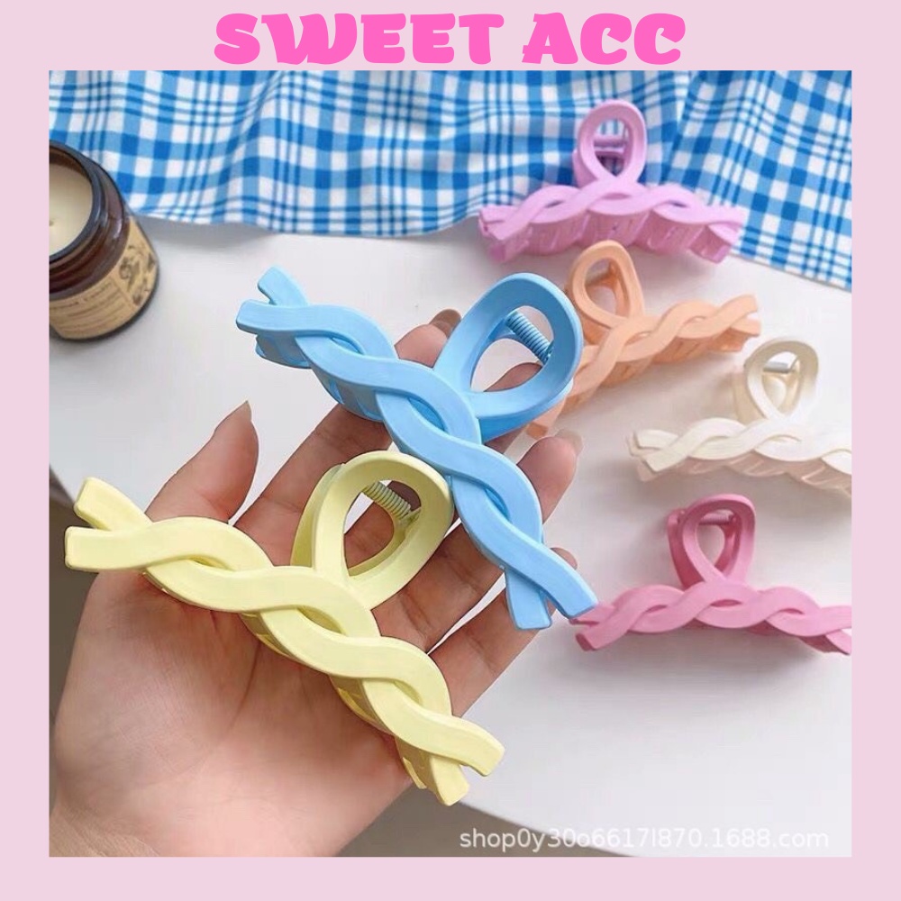 Kẹp tóc xoắn màu kẹo ngọt hàn quốc phong cách retro trẻ trung thanh lịch