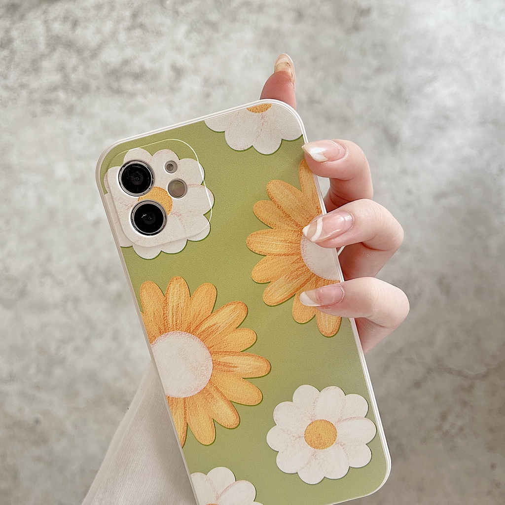 Ốp dẻo vuông iphone hoa mặt trời ốp iphone hoa hướng dương 6/6s/7/8/Plus/X/Xr/11/Pro/Max/12/13/promax bảo vệ cam