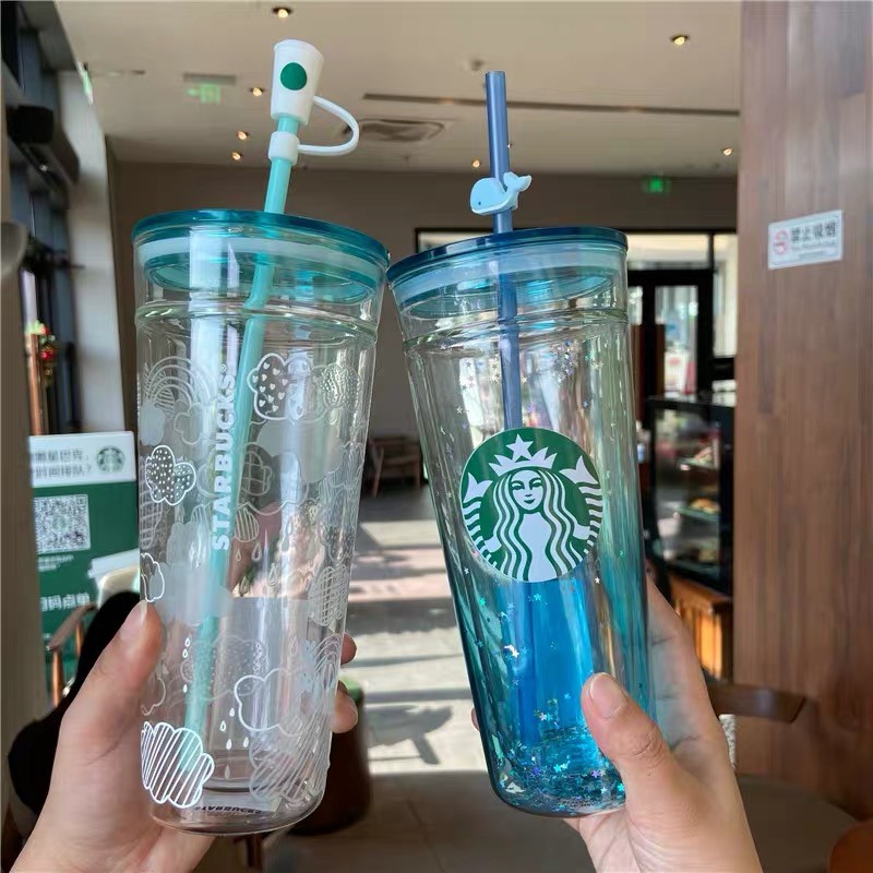 Ly thủy tinh STARBUCKS 2 lớp Korea Summer Cloud 2020 Dung tích 590ml size Veti