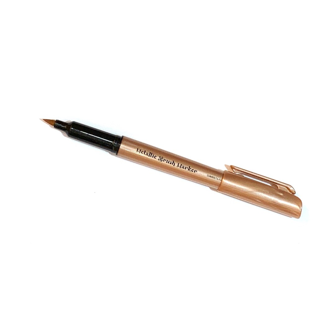 Bút lông đầu cọ viết calligraphy trên mọi chất liệu Simbalion Metallic Brush Marker - Màu đồng nhũ (Copper)