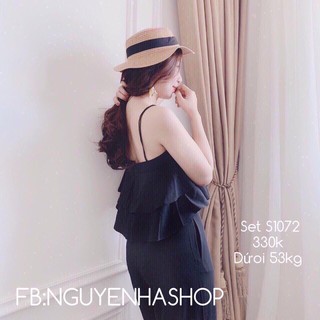 Sét bộ hai dây tầng quần ống rộng