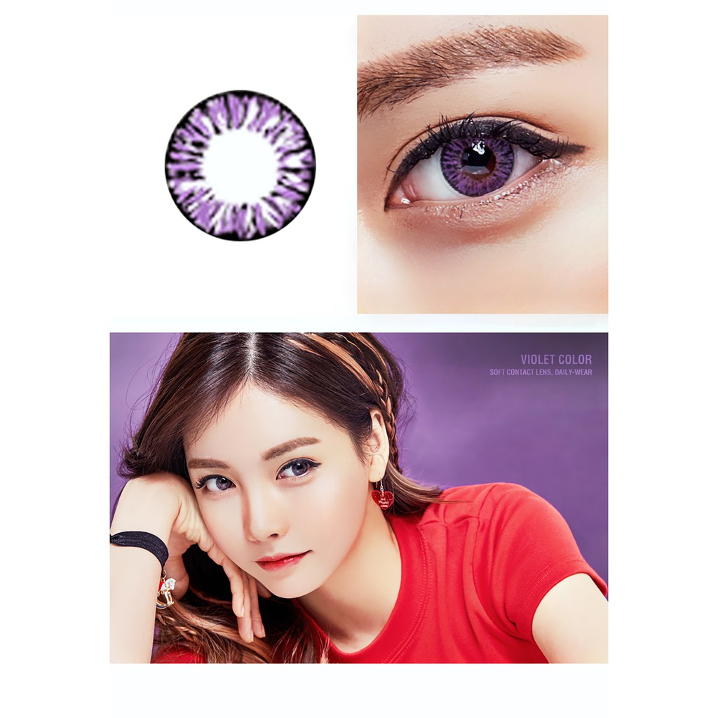 Kính áp tròng 223 Violet không độ Hàn Quốc