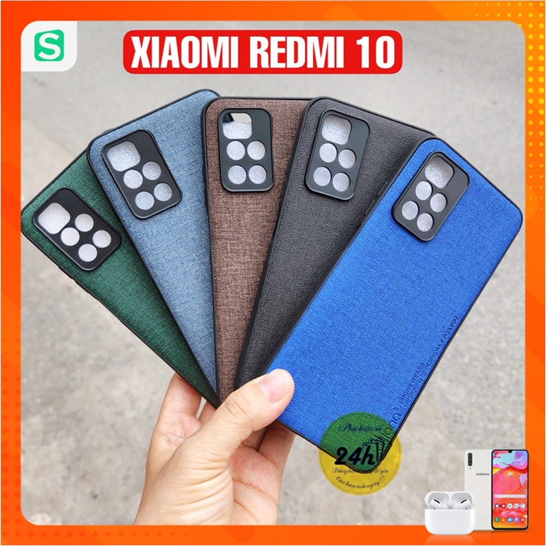 Ốp Lưng Xiaomi Redmi 10 dẻo giả da họa tiết vân vải siêu đẹp redmi 10