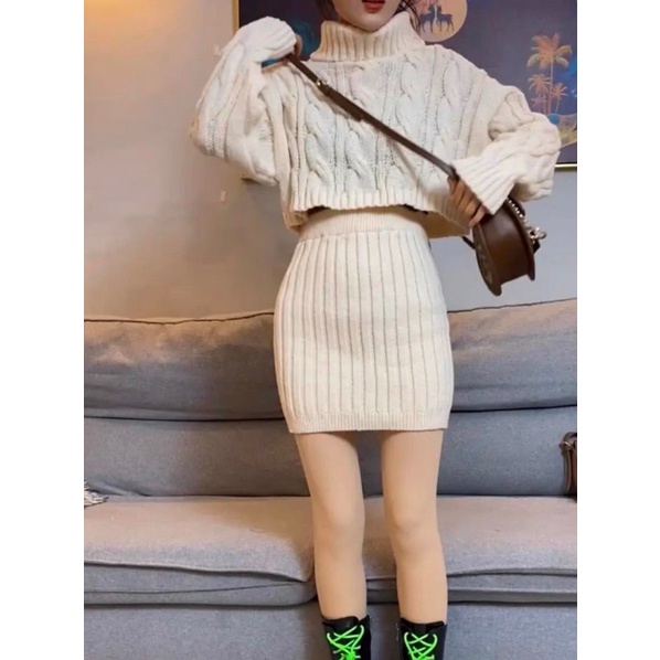 Set Váy Áo Len Siêu Hot