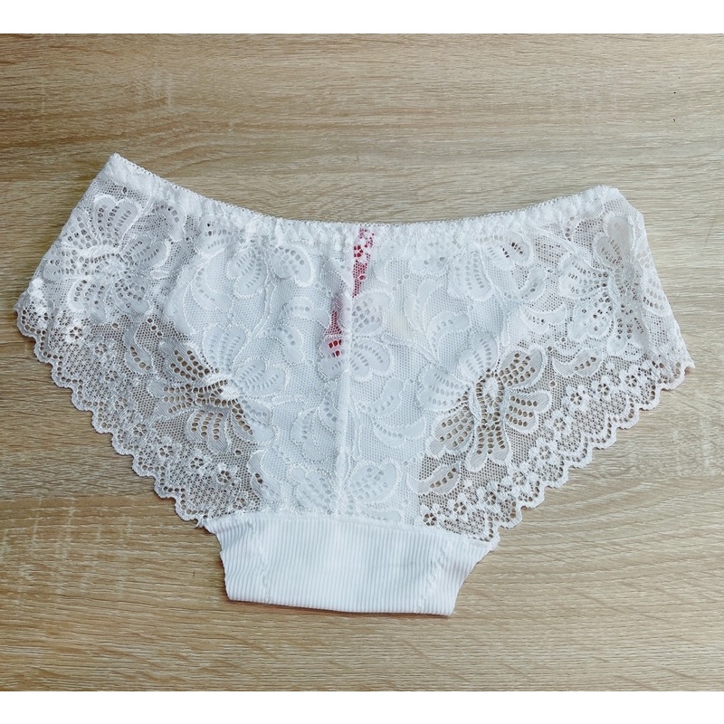 Bộ Bralette Thun Tăm Ren Sexy Đệm Mỏng Phối Quần Lót Su Ren Gợi Cảm _ Bộ đồ lót Trắng Trẻ Trung
